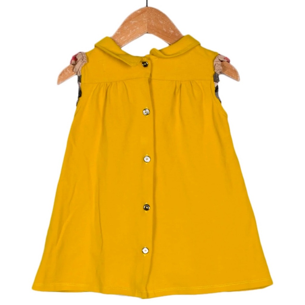 Burberry Yellow Sleeveless Button-Back Dress